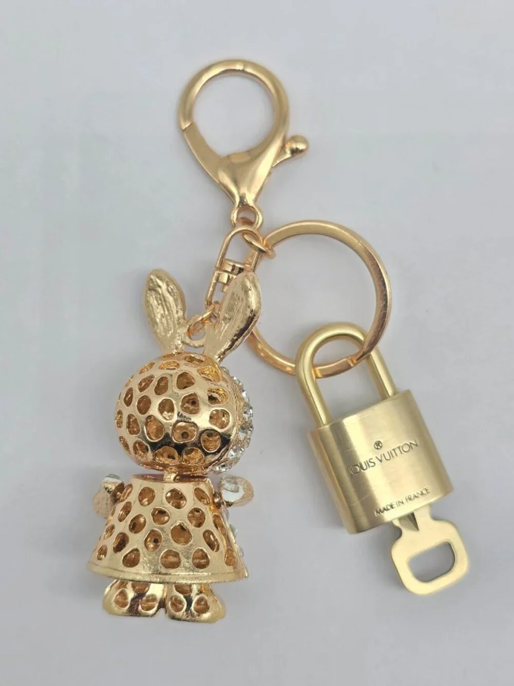 Authentic Louis Vuitton Gold Padlock 🔒 Key Set w/ Unbranded Bunny Bag Charm